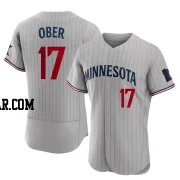 Bailey Ober Men's Minnesota Twins Gray Authentic Road Jersey