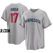 Bailey Ober Men's Minnesota Twins Gray Replica Road Jersey