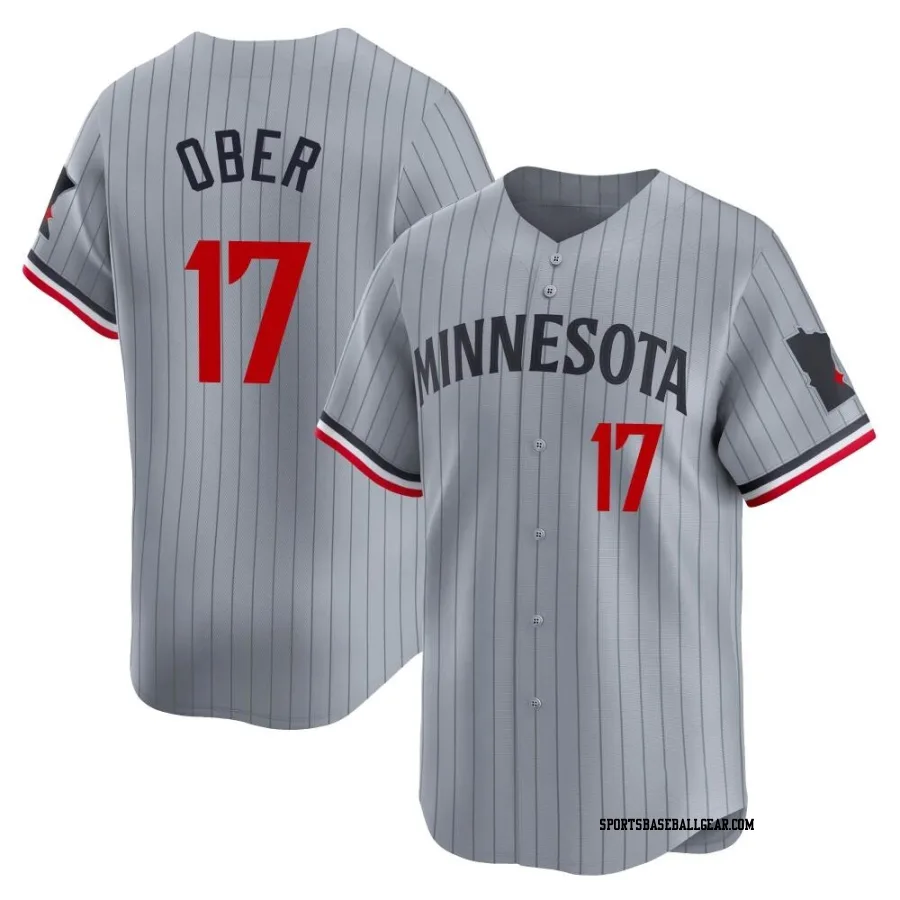 Bailey Ober Youth Minnesota Twins Gray Limited Road Jersey