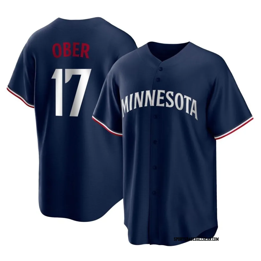 Bailey Ober Youth Minnesota Twins Navy Replica Alternate Jersey