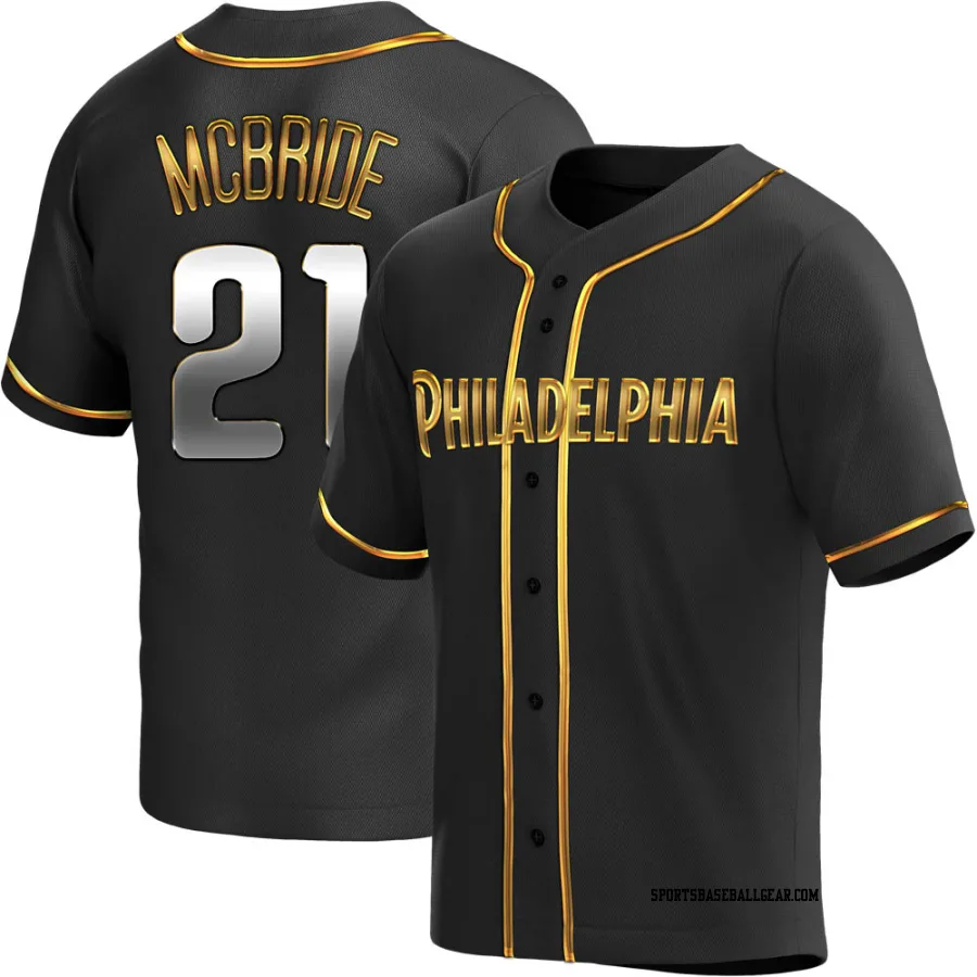 Bake Mcbride Men's Philadelphia Phillies Black Golden Replica Alternate Jersey