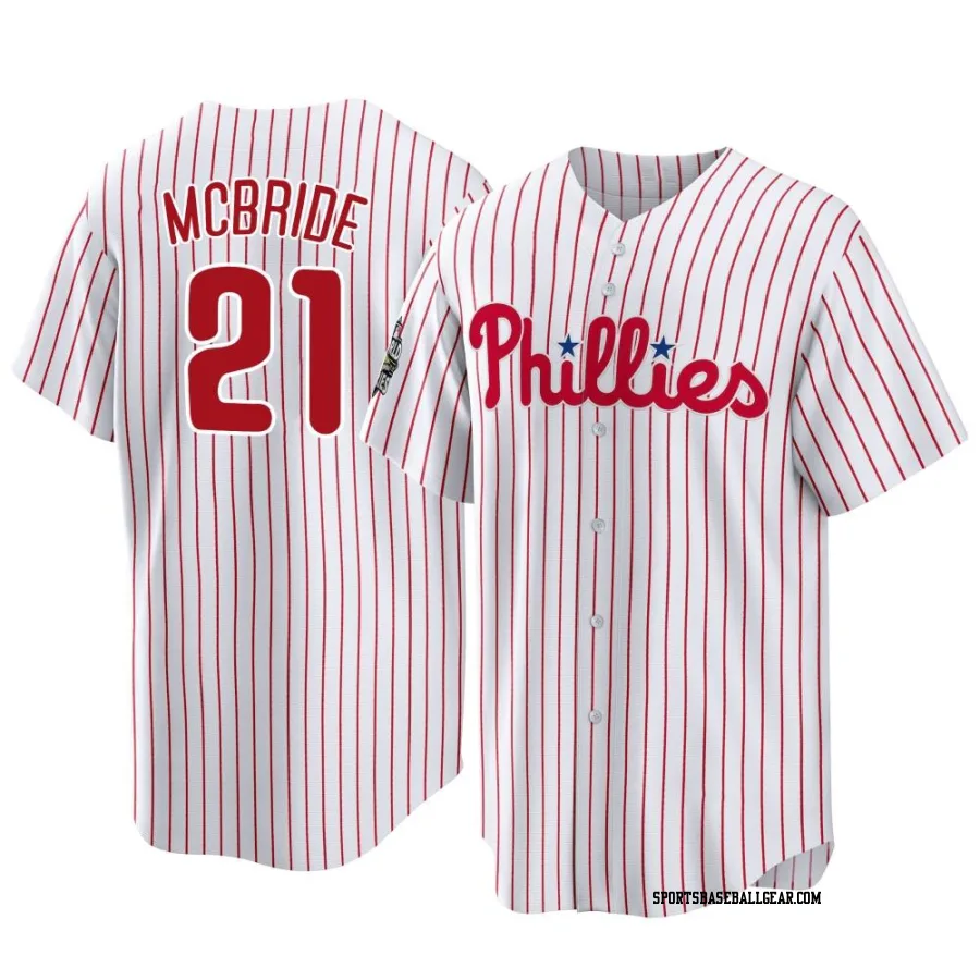 Bake Mcbride Men's Philadelphia Phillies White Replica 2022 World Series Home Jersey