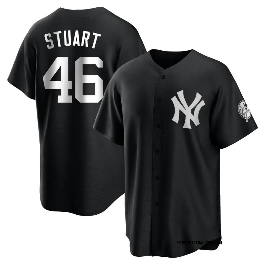 Baron Stuart Men's New York Yankees Black/White Replica Jersey