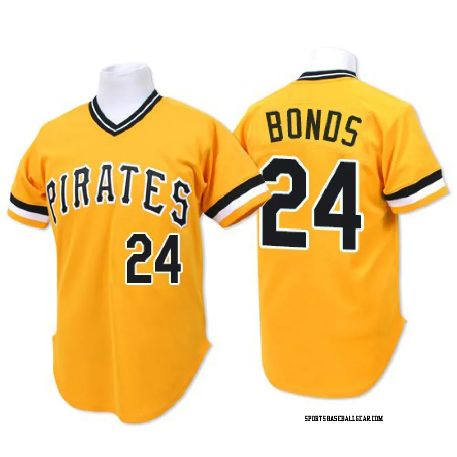 Barry Bonds Men's Pittsburgh Pirates Gold Replica Throwback Jersey