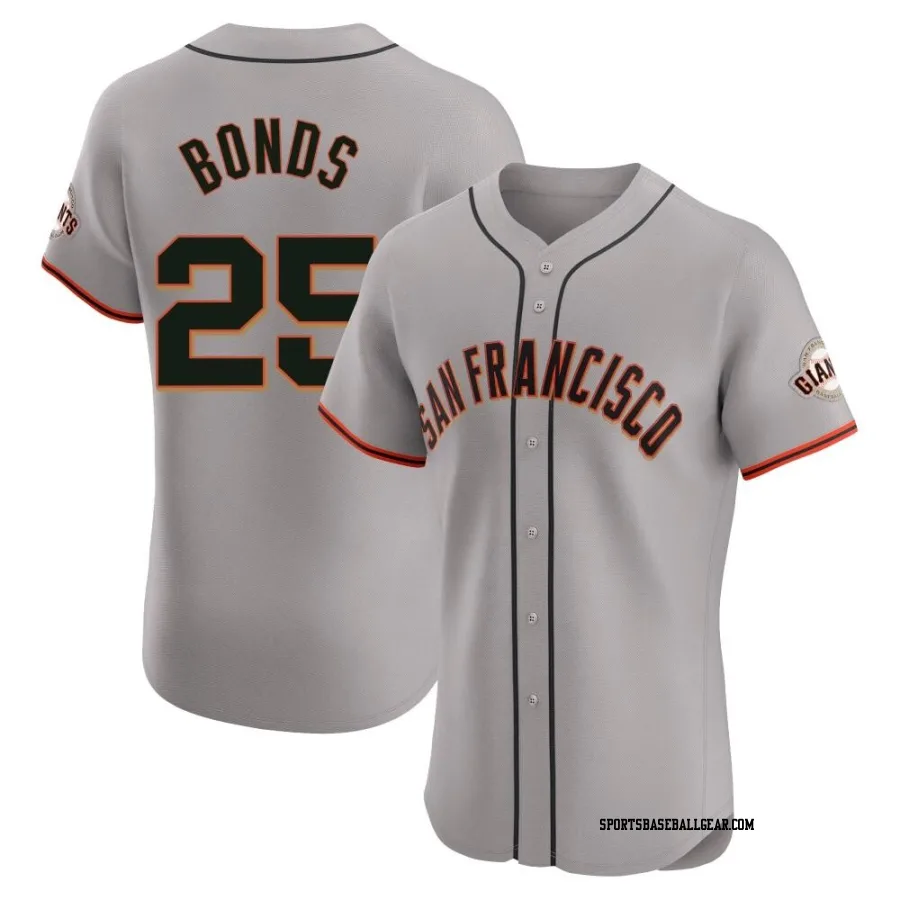 Barry Bonds Men's San Francisco Giants Gray Elite Road Jersey