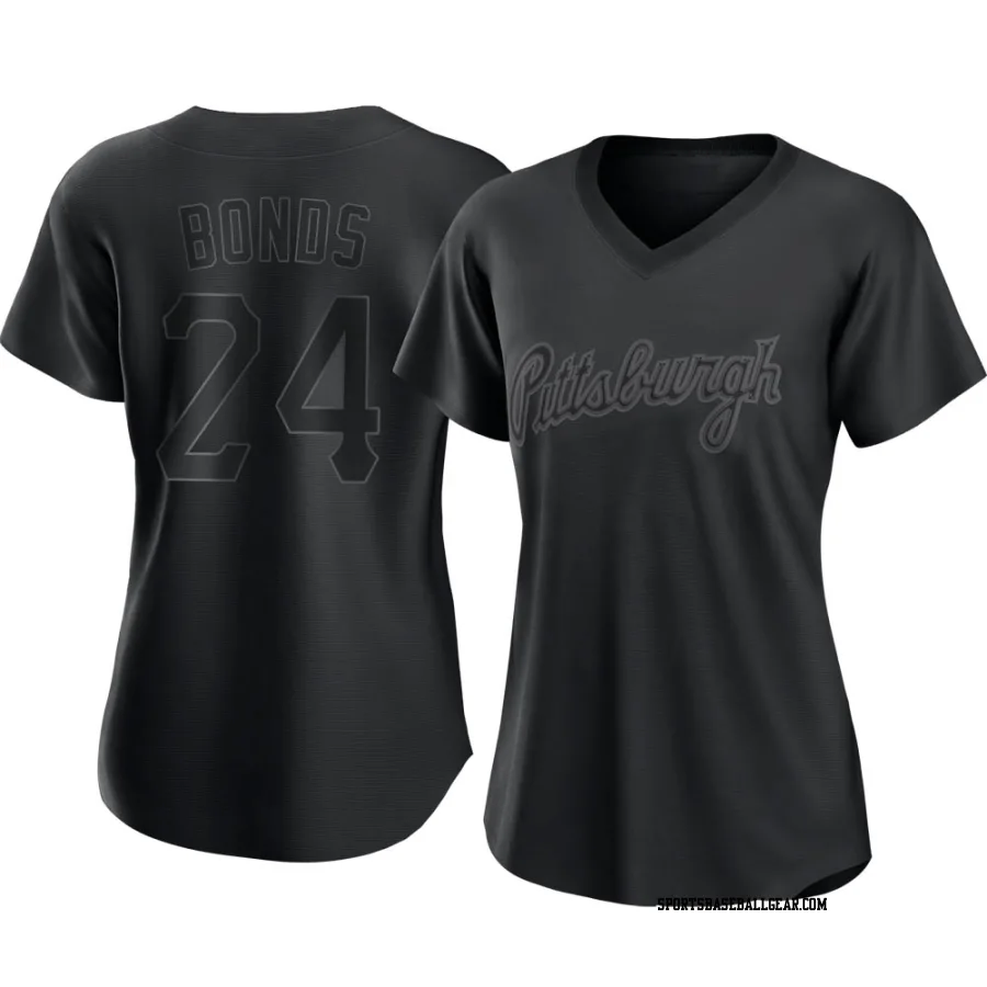 Barry Bonds Women's Pittsburgh Pirates Black Authentic Pitch Fashion Jersey