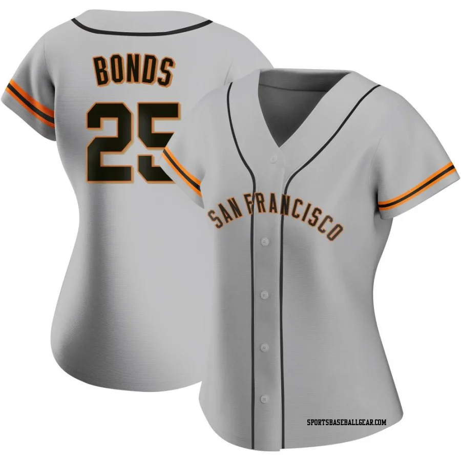 Barry Bonds Women's San Francisco Giants Gray Replica Road Jersey