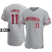 Barry Larkin Men's Cincinnati Reds Gray Authentic Road Jersey