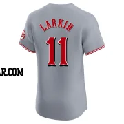 Barry Larkin Men's Cincinnati Reds Gray Elite Road Jersey