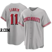 Barry Larkin Men's Cincinnati Reds Gray Replica Road Jersey