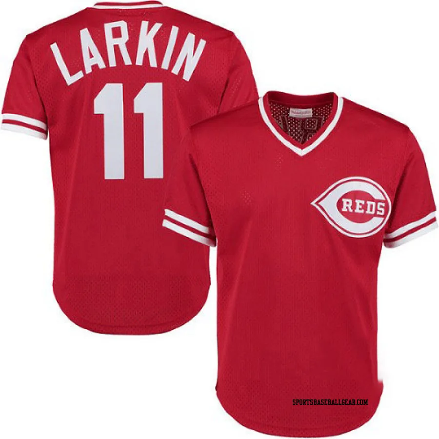 Barry Larkin Men's Cincinnati Reds Red Replica Throwback Jersey