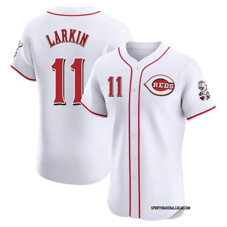 Barry Larkin Men's Cincinnati Reds White Elite Home Jersey