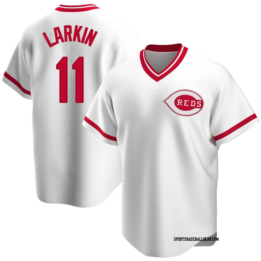 Barry Larkin Men's Cincinnati Reds White Replica Home Cooperstown Collection Jersey