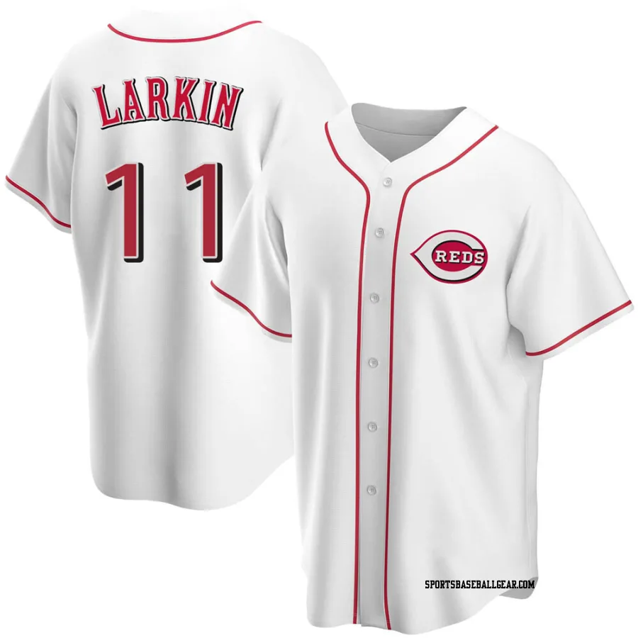 Barry Larkin Men's Cincinnati Reds White Replica Home Jersey