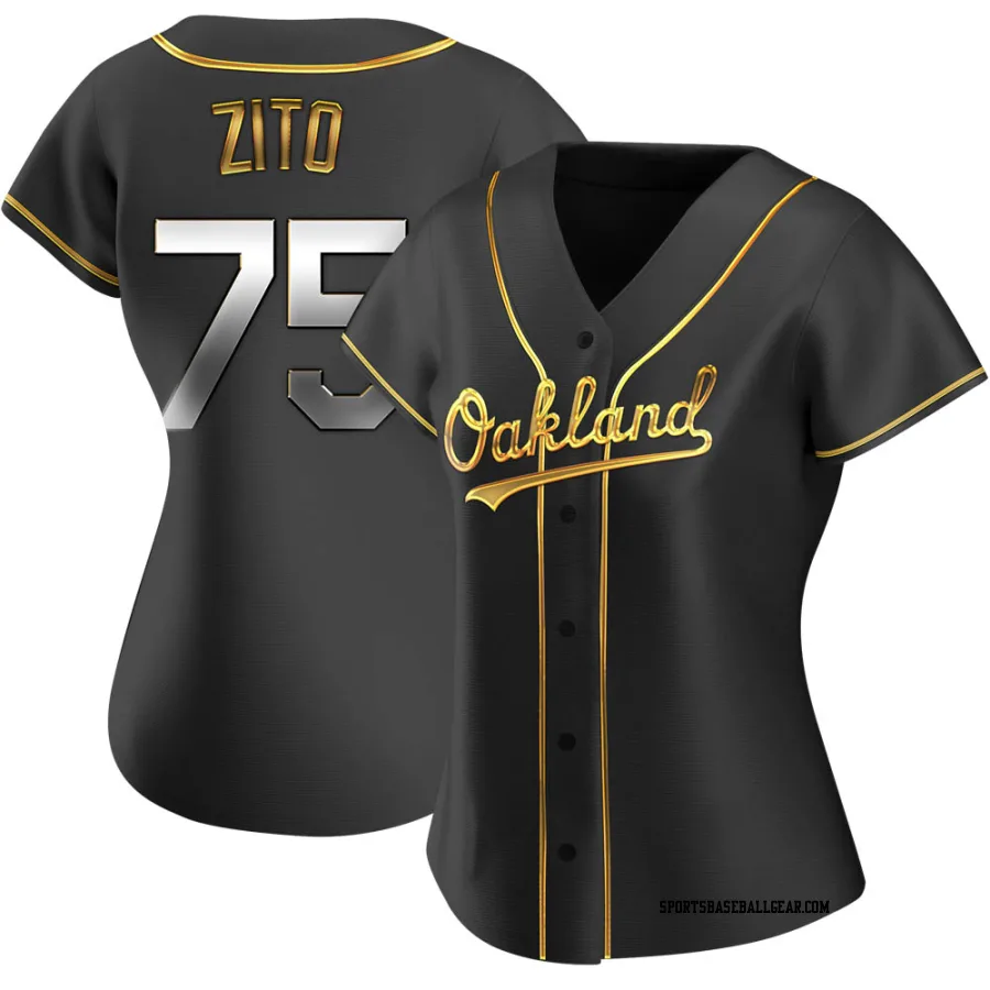 Barry Zito Women's Oakland Athletics Black Golden Replica Alternate Jersey