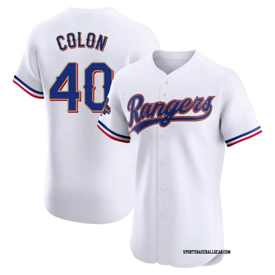 Bartolo Colon Men's Texas Rangers Gold Elite White 2024 Collection Jersey