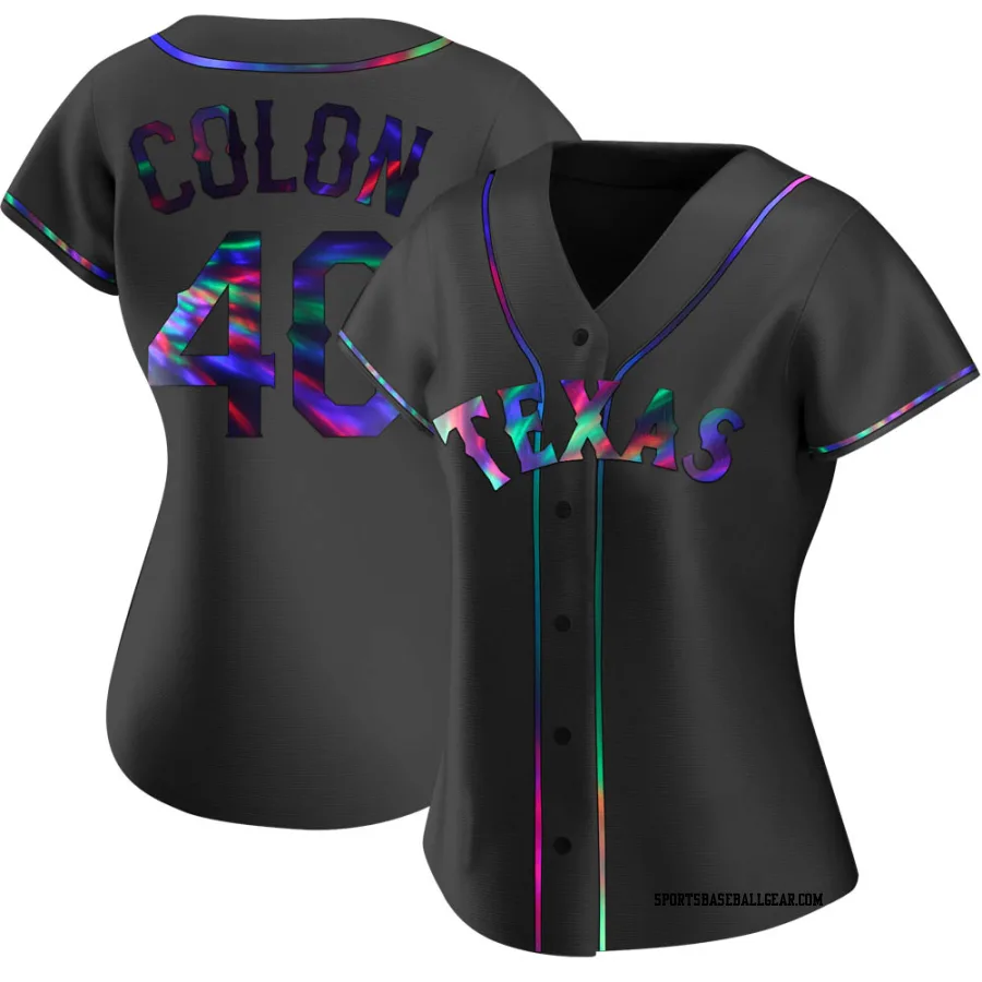 Bartolo Colon Women's Texas Rangers Black Holographic Replica Alternate Jersey