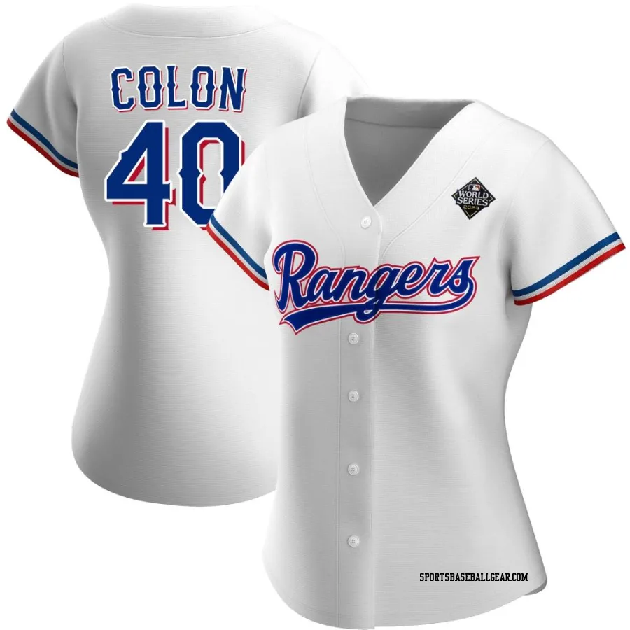 Bartolo Colon Women's Texas Rangers White Authentic Home 2023 World Series Jersey