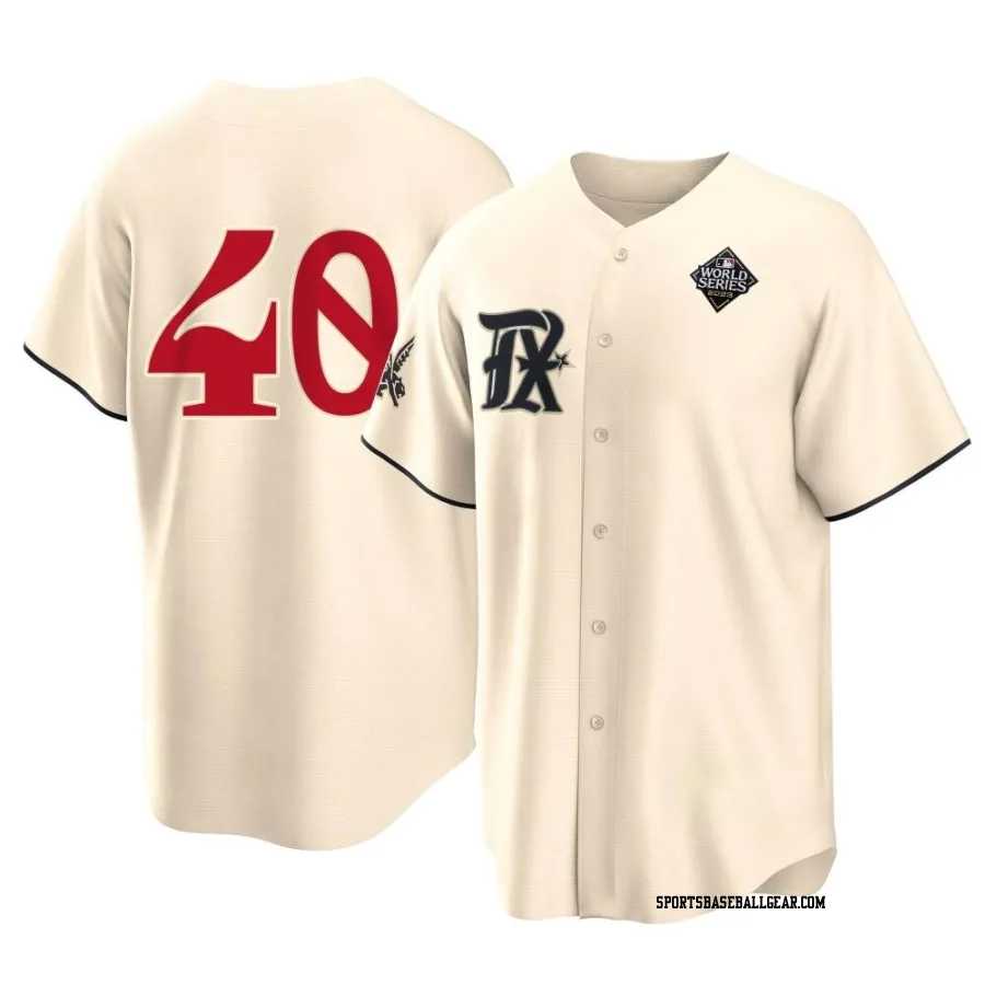 Bartolo Colon Youth Texas Rangers Cream Replica 2023 City Connect 2023 World Series Jersey