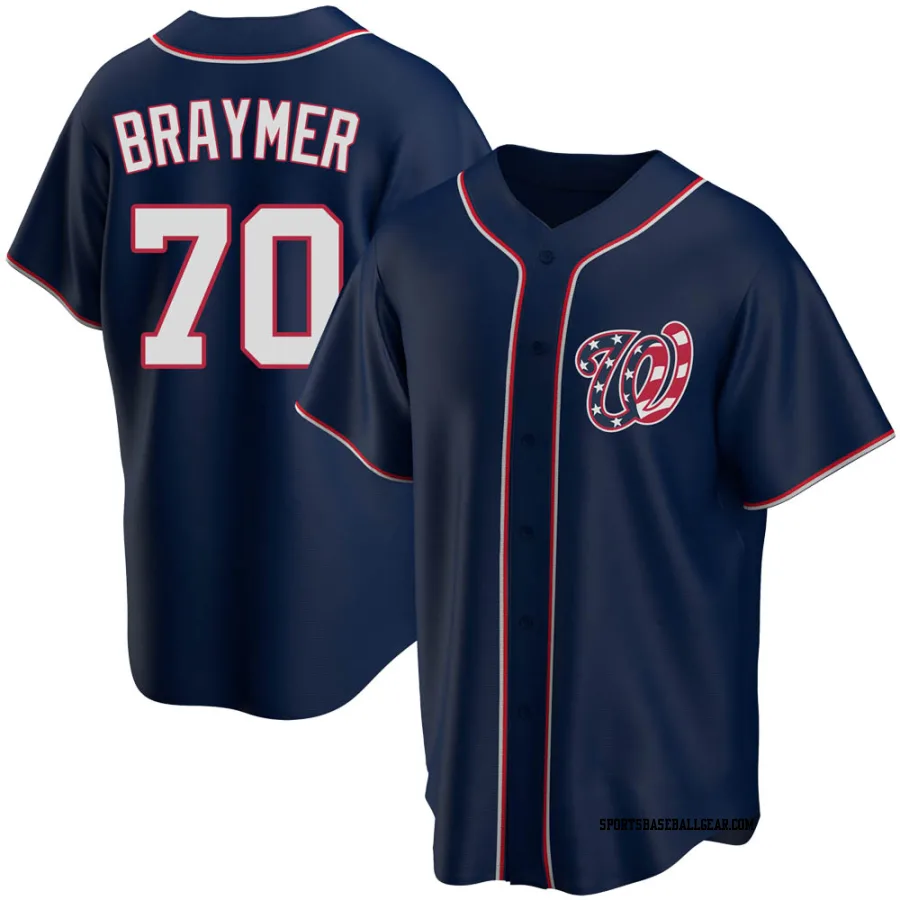 Ben Braymer Men's Washington Nationals Navy Replica Alternate Team Jersey