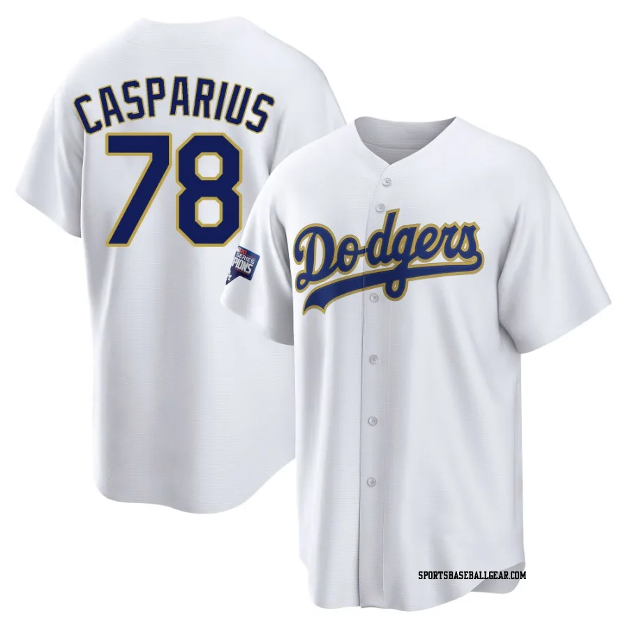 Ben Casparius Men's Los Angeles Dodgers White/Gold Replica 2021 Gold Program Player Jersey