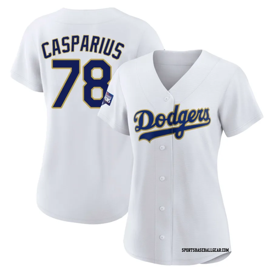 Ben Casparius Women's Los Angeles Dodgers White/Gold Replica 2021 Gold Program Player Jersey