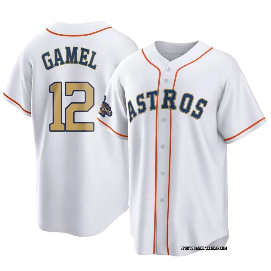 Ben Gamel Men's Houston Astros Gold Game Replica White 2023 Collection Jersey