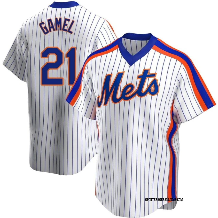 Ben Gamel Men's New York Mets White Game Home Replica Cooperstown Collection Jersey