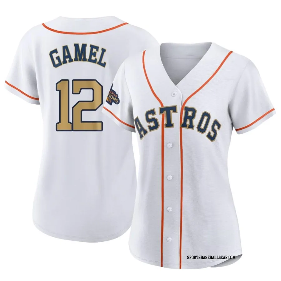 Ben Gamel Women's Houston Astros Gold Game Authentic White 2023 Collection Jersey