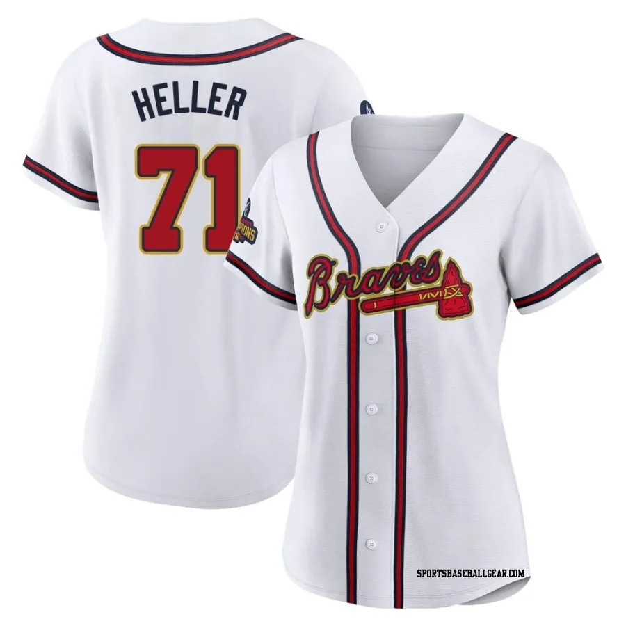 Ben Heller Women's Atlanta Braves Gold Replica White 2022 Program Jersey