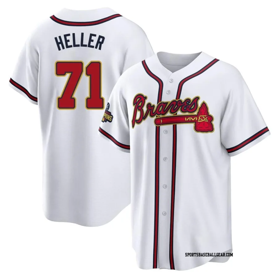 Ben Heller Youth Atlanta Braves Gold Replica White 2022 Program Jersey