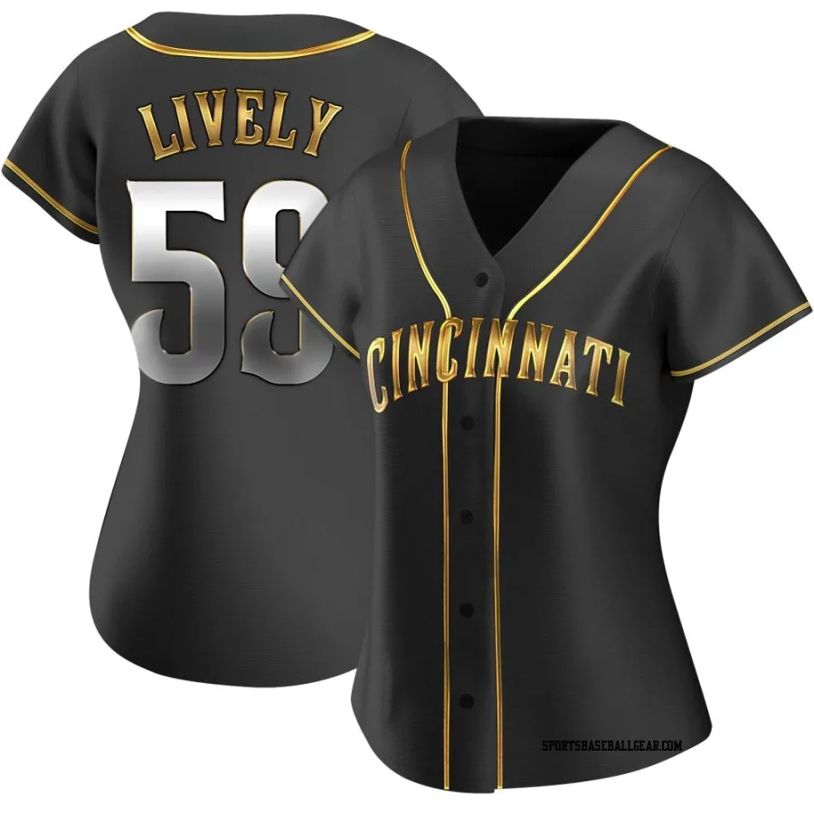 Ben Lively Women's Cincinnati Reds Black Golden Replica Alternate Jersey