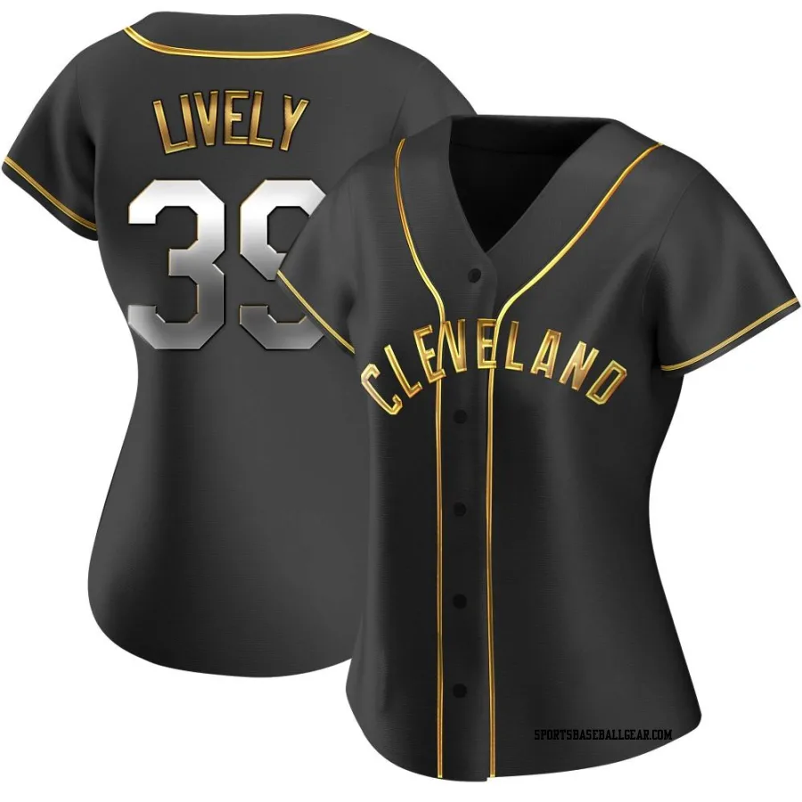 Ben Lively Women's Cleveland Guardians Black Golden Replica Alternate Jersey