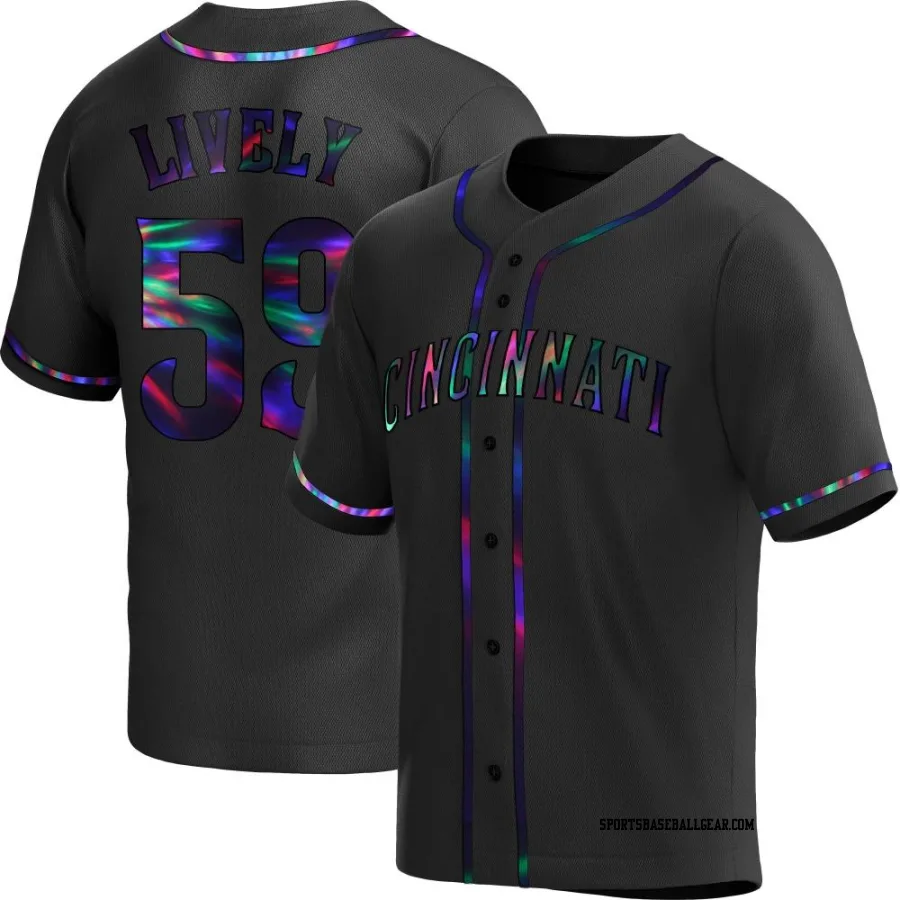 Ben Lively Youth Cincinnati Reds Black Holographic Replica Alternate Jersey