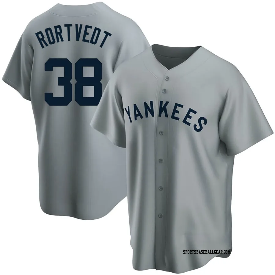 Ben Rortvedt Men's New York Yankees Gray Replica Road Cooperstown Collection Jersey