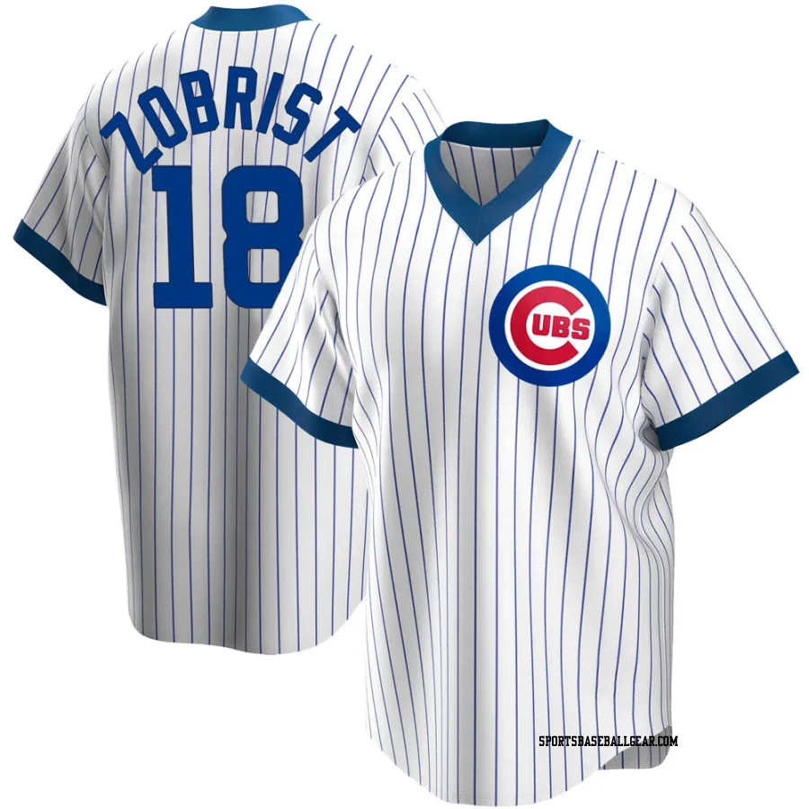 Ben Zobrist Men's Chicago Cubs White Replica Home Cooperstown Collection Jersey