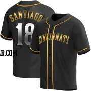 Benito Santiago Men's Cincinnati Reds Black Golden Replica Alternate Jersey