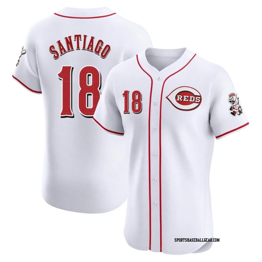 Benito Santiago Men's Cincinnati Reds White Elite Home Patch Jersey