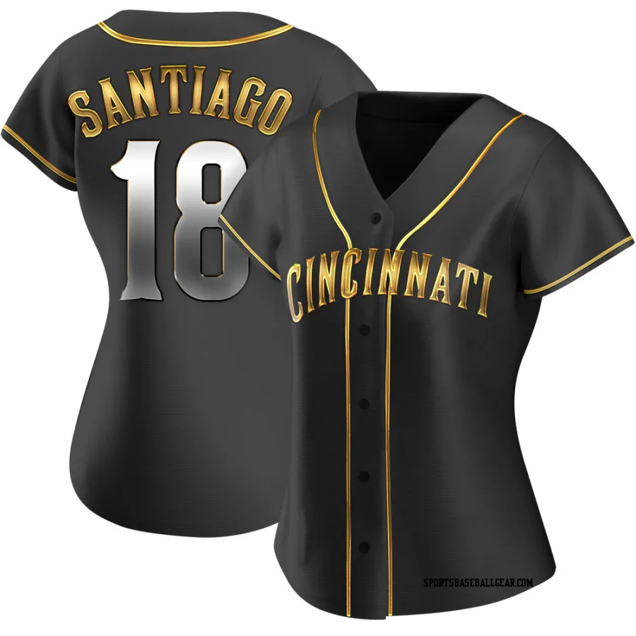 Benito Santiago Women's Cincinnati Reds Black Golden Replica Alternate Jersey