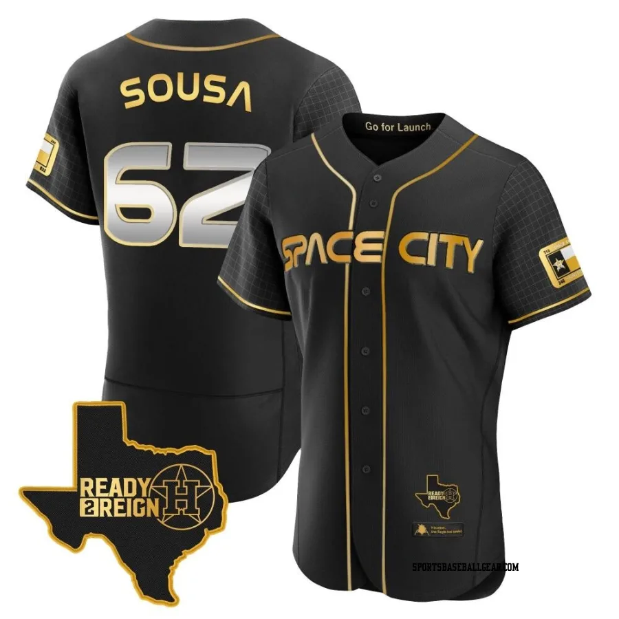 Bennett Sousa Men's Houston Astros Black/Gold Authentic 2023 Space City Ready 2 Reign Flex Base Jersey