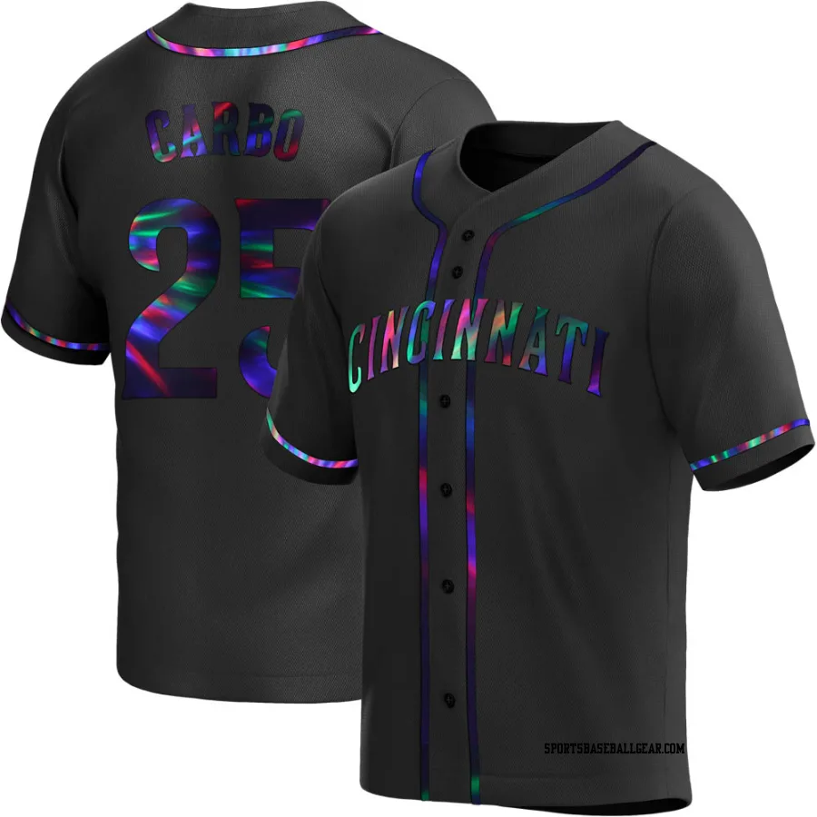 Bernie Carbo Men's Cincinnati Reds Black Holographic Replica Alternate Jersey