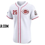 Bernie Carbo Men's Cincinnati Reds White Elite Home Patch Jersey