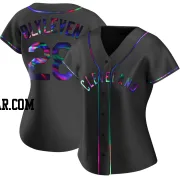 Bert Blyleven Women's Cleveland Guardians Black Holographic Replica Alternate Jersey