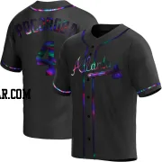 Biff Pocoroba Men's Atlanta Braves Black Holographic Replica Alternate Jersey