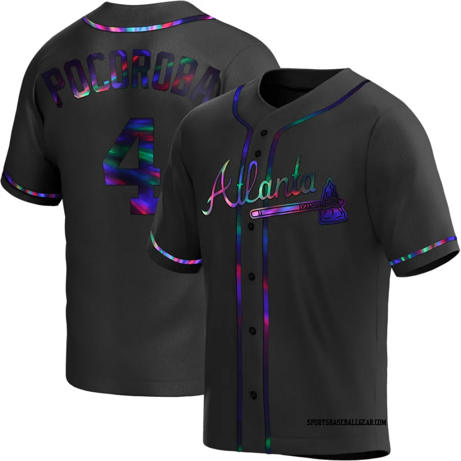 Biff Pocoroba Men's Atlanta Braves Black Holographic Replica Alternate Jersey