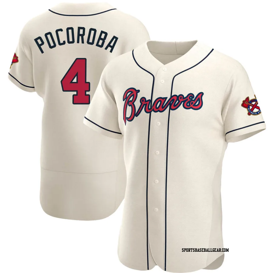 Biff Pocoroba Men's Atlanta Braves Cream Authentic Alternate Jersey