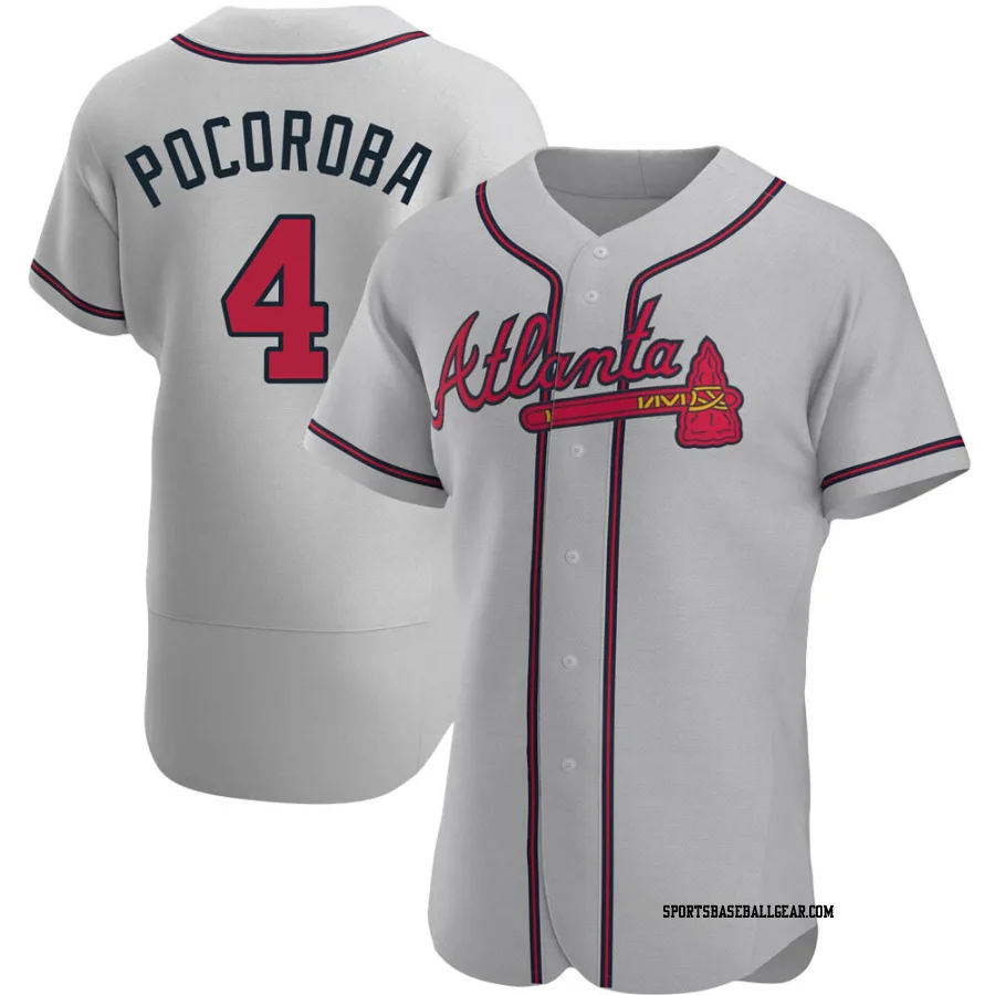 Biff Pocoroba Men's Atlanta Braves Gray Authentic Road Jersey