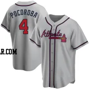 Biff Pocoroba Men's Atlanta Braves Gray Replica Road Jersey