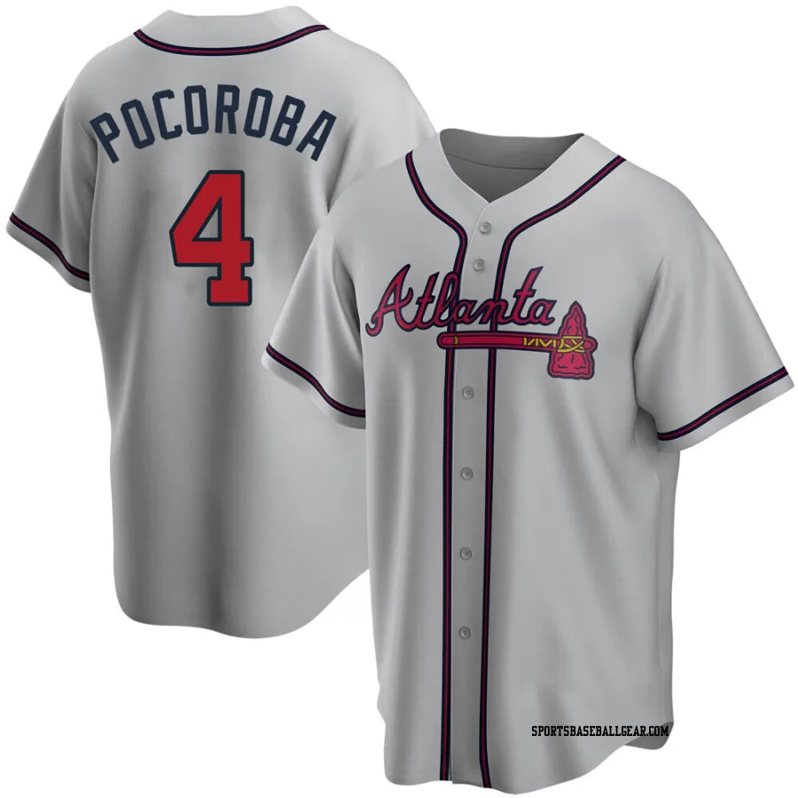 Biff Pocoroba Men's Atlanta Braves Gray Replica Road Jersey