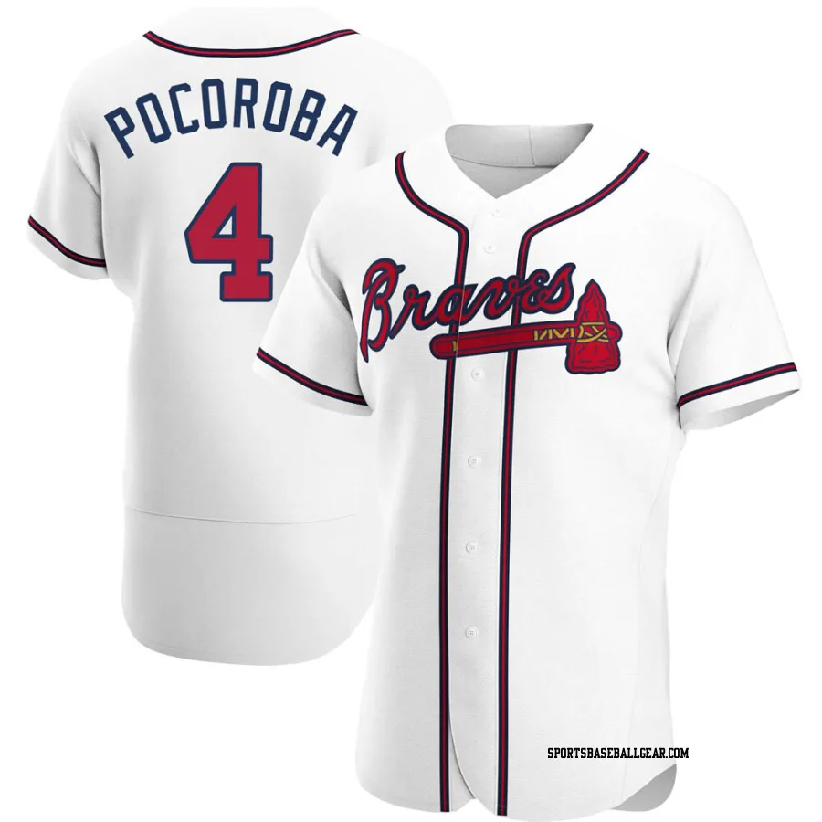 Biff Pocoroba Men's Atlanta Braves White Authentic Home Jersey